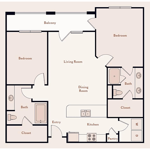 The-Savill Floor Plan at Bristol On Union Apartment Homes, Memphis, TN, 38104