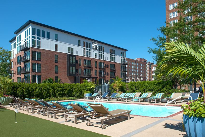 Pool With Building View Pool With Building View at 275 on the Park, Missouri, 63108