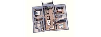 3 Bed 2 Bath Floor Plan Quartz at The Virginia, Texas