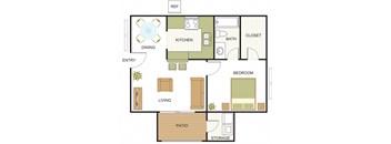 Unit A1 - one bed, one bath B at Newport Apartments, Irving, TX