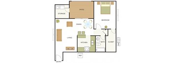 Unit A1 - one bed, one bath D at Newport Apartments, Irving, 75062