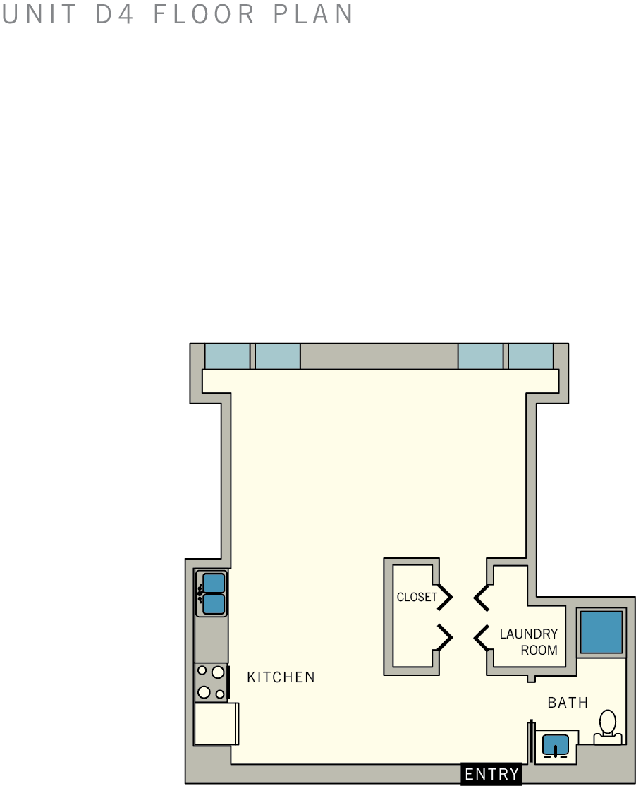D4 - Studio 1 bathroom Floor Plan at Aviator at Brooks,Texas