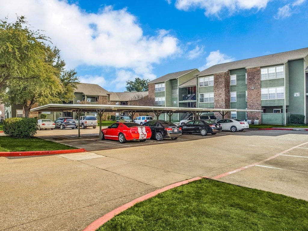 Shaded Parking Area at Newport Apartments, Irving, TX