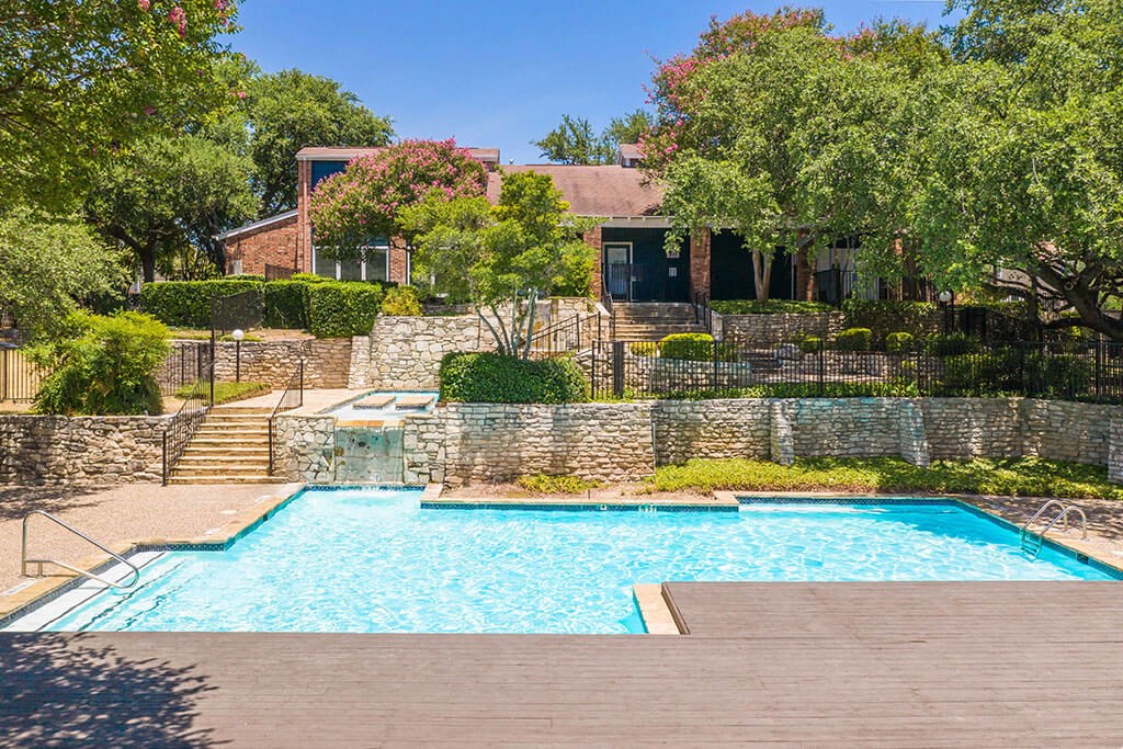 take a dip in the resort style pool  at Sunset Canyon, San Antonio, Texas