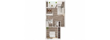 a floor plan of a house with a bedroom and a bathroom