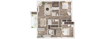 two bedroom two and a half bathroom floor plan