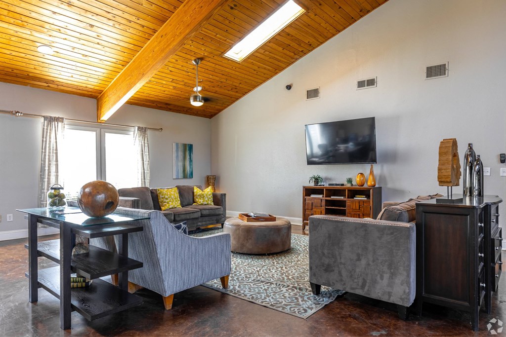 a living room with couches and a tv