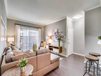 Trendy Living Room Trendy Living Room at The Quinn at Westchase, Houston, TX, 77077 - Photo Gallery 2