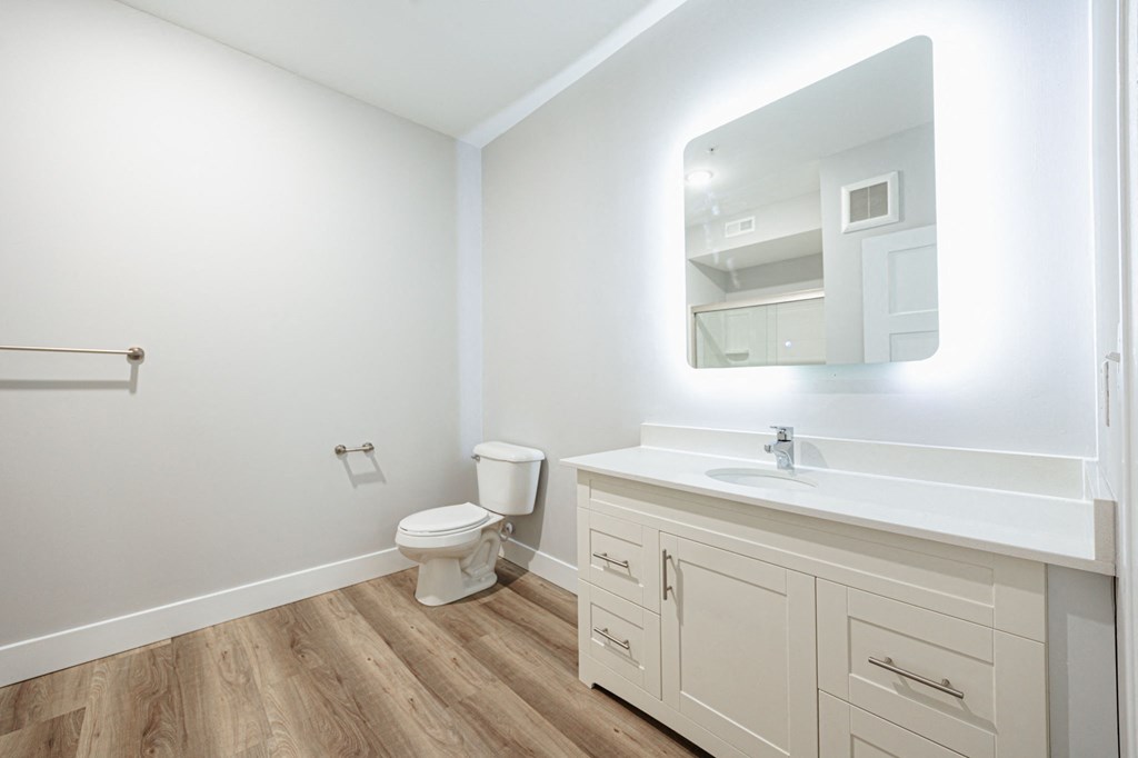 a bathroom with a toilet and a sink and a mirror