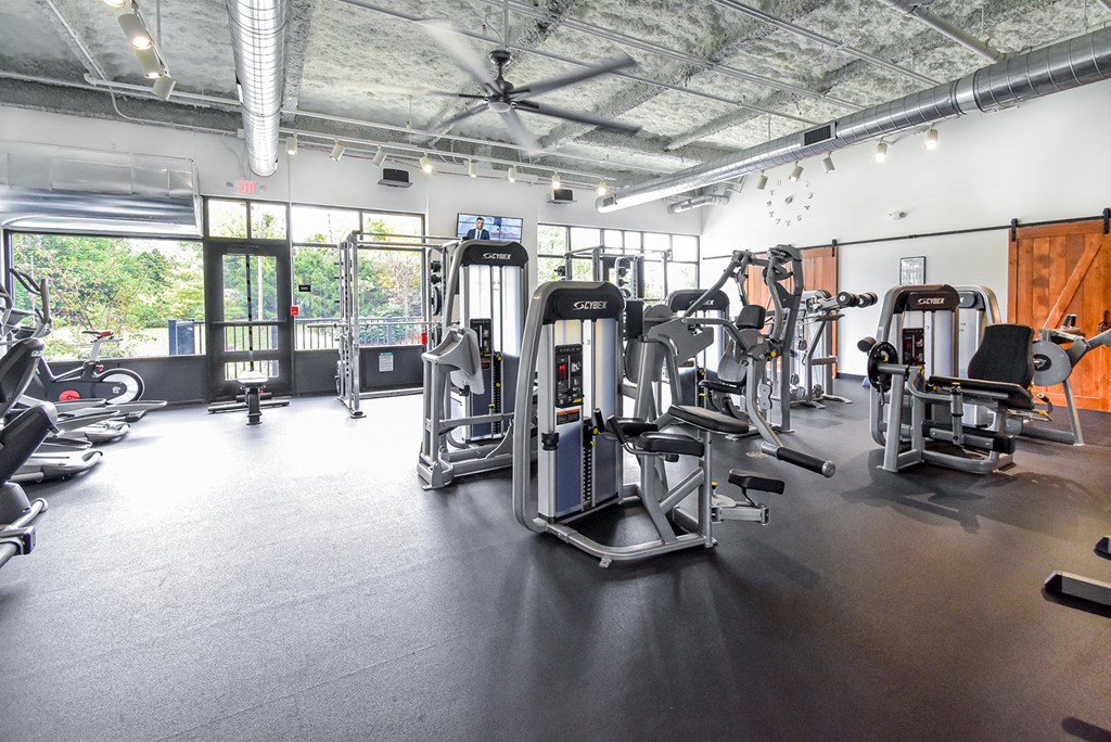 Fitness Center Gym at Landmark Lofts Apartments in Hilliard Ohio