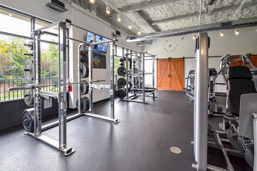 Fitness Center Gym at Landmark Lofts Apartments in Hilliard Ohio