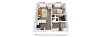 1 Bedroom Apartment Floor Plan at 43 at New Albany