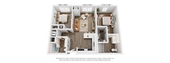 2 Bedroom Apartment Floor Plan at 43 at New Albany