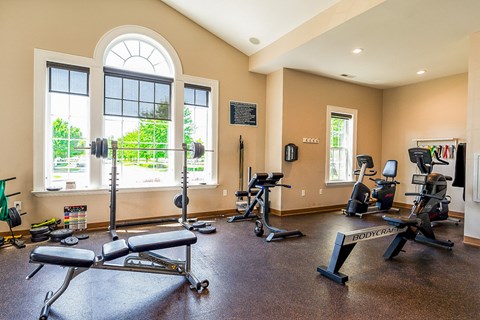 the gym at the at the boulevard apartments in