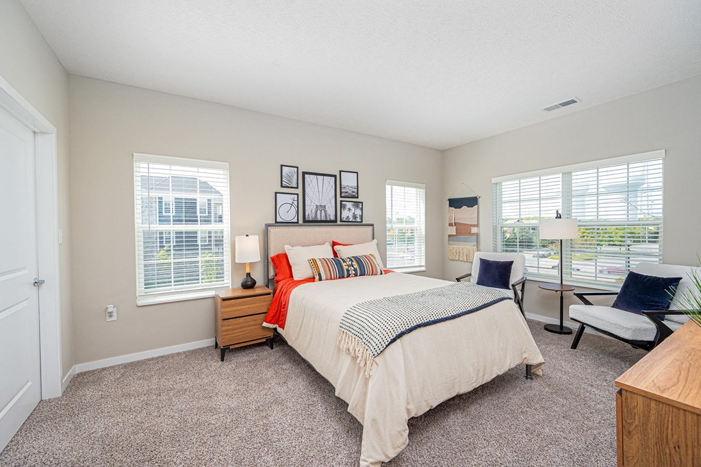 the preserve at ballantyne commons bedroom with large windows