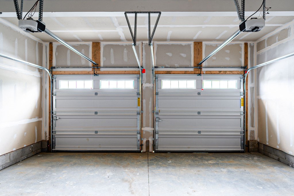 a pair of garage doors in a garage