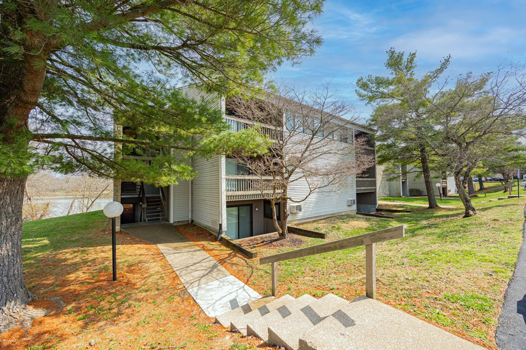 A house with a white exterior and a tree in front of it.
