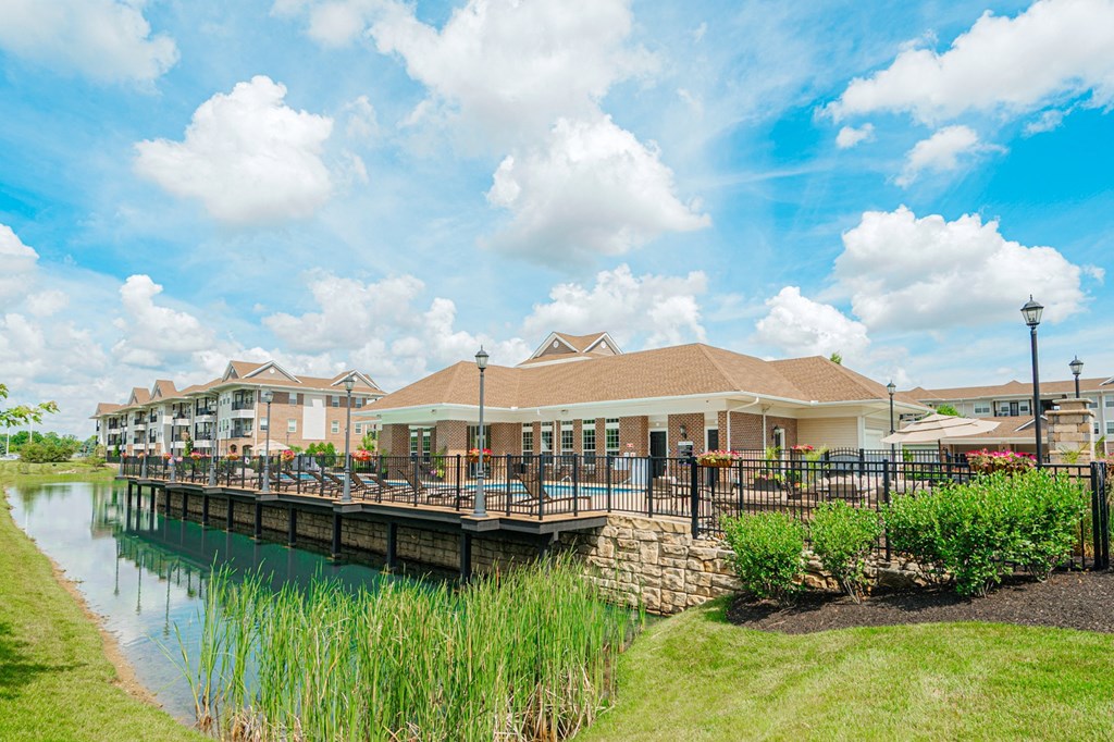a building with a dock over a body of water