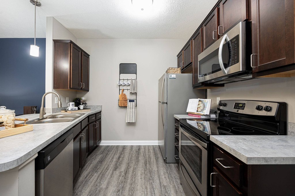 our apartments have a modern kitchen with stainless steel appliances