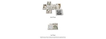 A floor plan of a two-story apartment with a garage on the first floor and a living area on the second floor.