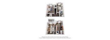 Two images of a floor plan for a small apartment.