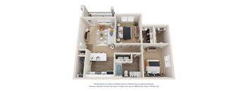 The Cedar 2 Bedroom Apartment Floor Plan at Club at Woodside