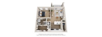 The Chestnut 1 Bedroom Apartment Floor Plan at Club at Woodside