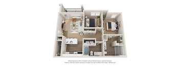 The Maple 2 Bedroom Apartment Floor Plan at Club at Woodside