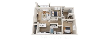 The Oak 2 Bedroom Apartment Floor Plan at Club at Woodside
