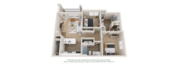 The Oak Floor Plan at Club at Woodside Apartments in Marysville, OH