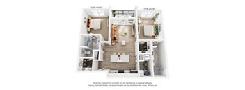 The Cobalt 2 Bedroom Floor Plan at Copper Run Marysville Apartments