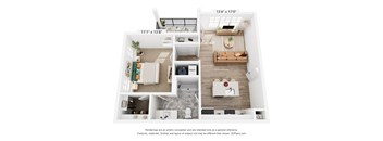 The Zinc 1 Bedroom Floor Plan at Copper Run Marysville Apartments