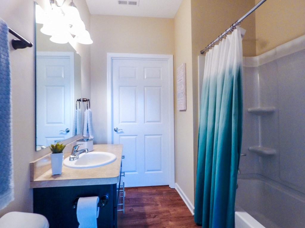 this is a photo of the bathroom in a 1 bedroom apartment at deer hill apartments in c