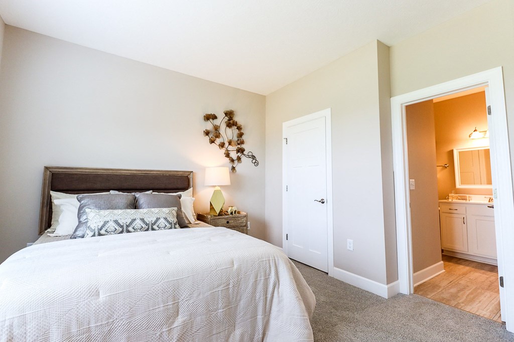 Bedroom at The Strand Luxury 2 bedroom townhomes in Grove City Ohio near Columbus