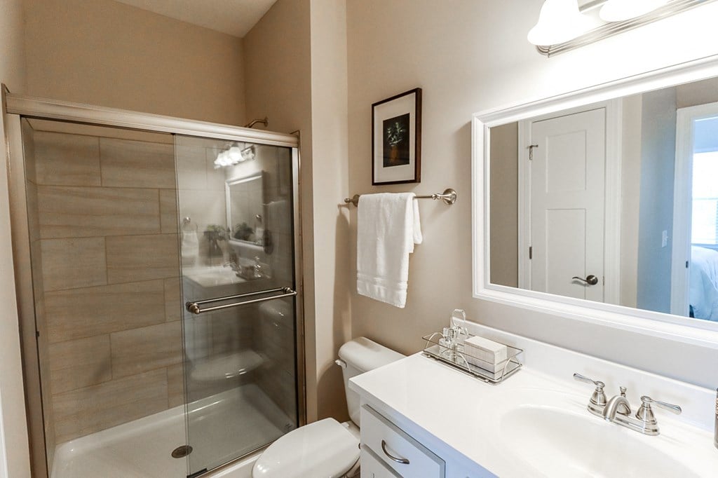 Bathroom at The Strand Luxury 2 bedroom townhomes in Grove City Ohio near Columbus