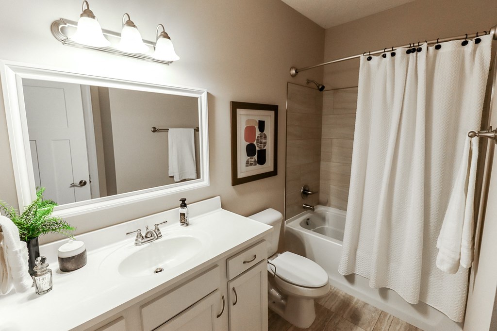 Bathroom at The Strand Luxury 2 bedroom townhomes in Grove City Ohio near Columbus