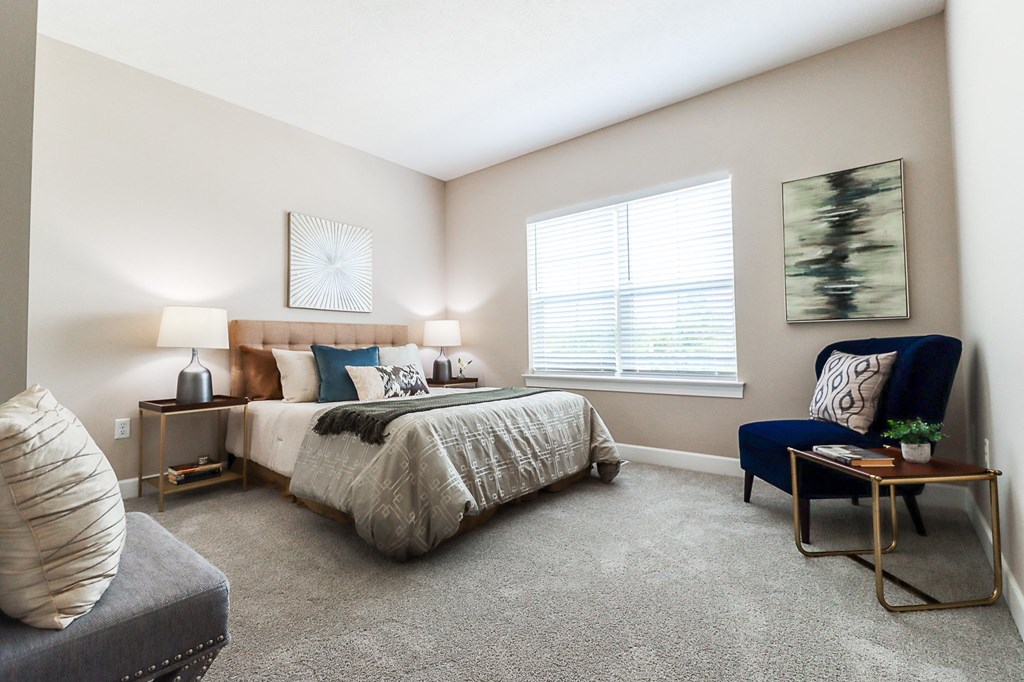 Bedroom at The Strand Luxury 2 bedroom townhomes in Grove City Ohio near Columbus