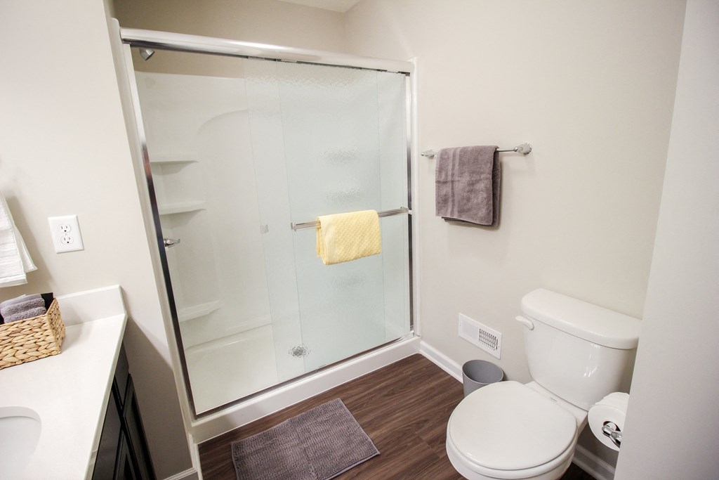 this is a photo of the bathroom in a 1 bedroom apartment at deer hill apartments in c
