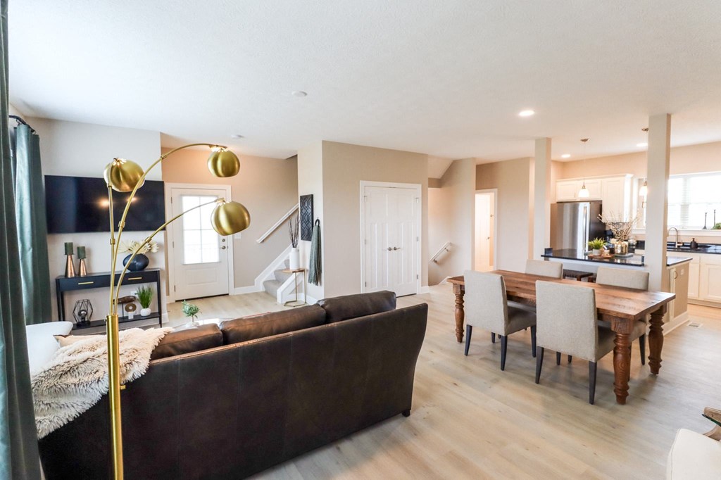 Living room at The Strand at Beulah Luxury 2 bedroom Townhomes for rent in Grove City Ohio