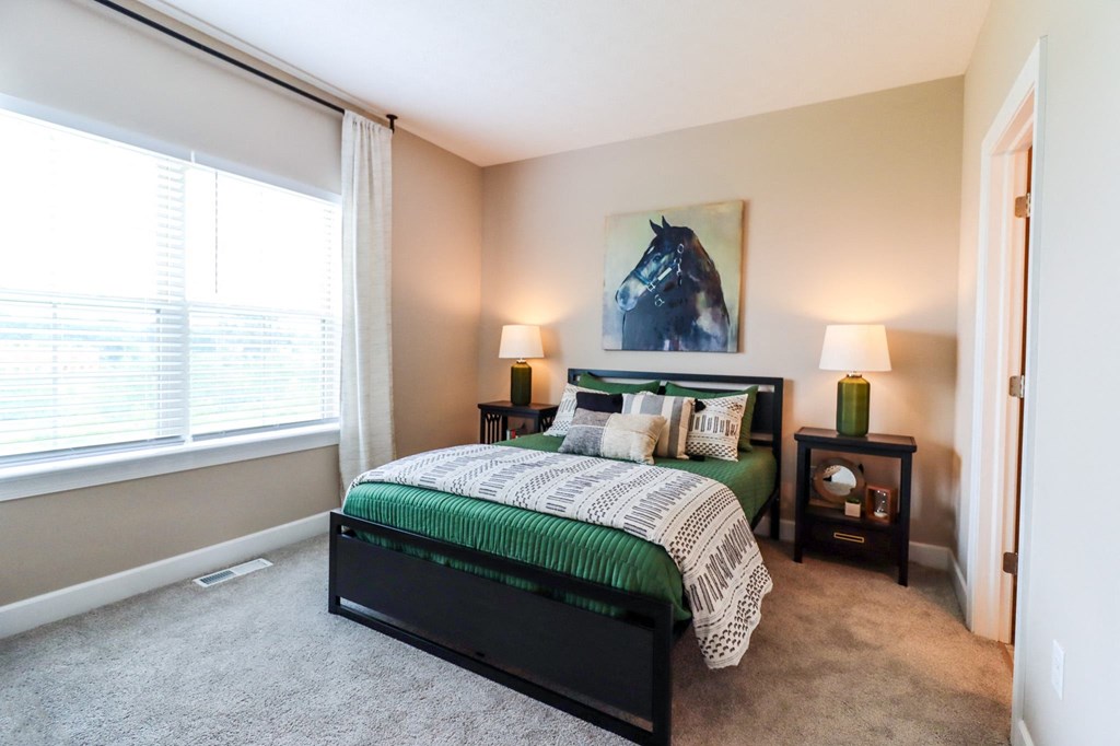 Bedroom at The Strand at Beulah Luxury 2 bedroom Townhomes for rent in Grove City Ohio