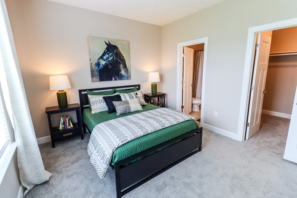 Bedroom at The Strand at Beulah Luxury 2 bedroom Townhomes for rent in Grove City Ohio