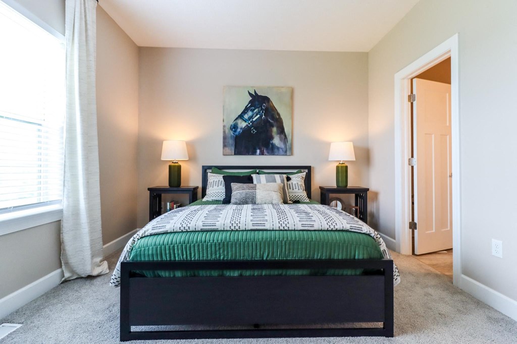 Bedroom at The Strand at Beulah Luxury 2 bedroom Townhomes for rent in Grove City Ohio
