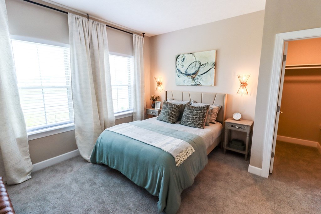 Bedroom at The Strand at Beulah Luxury 2 bedroom Townhomes for rent in Grove City Ohio