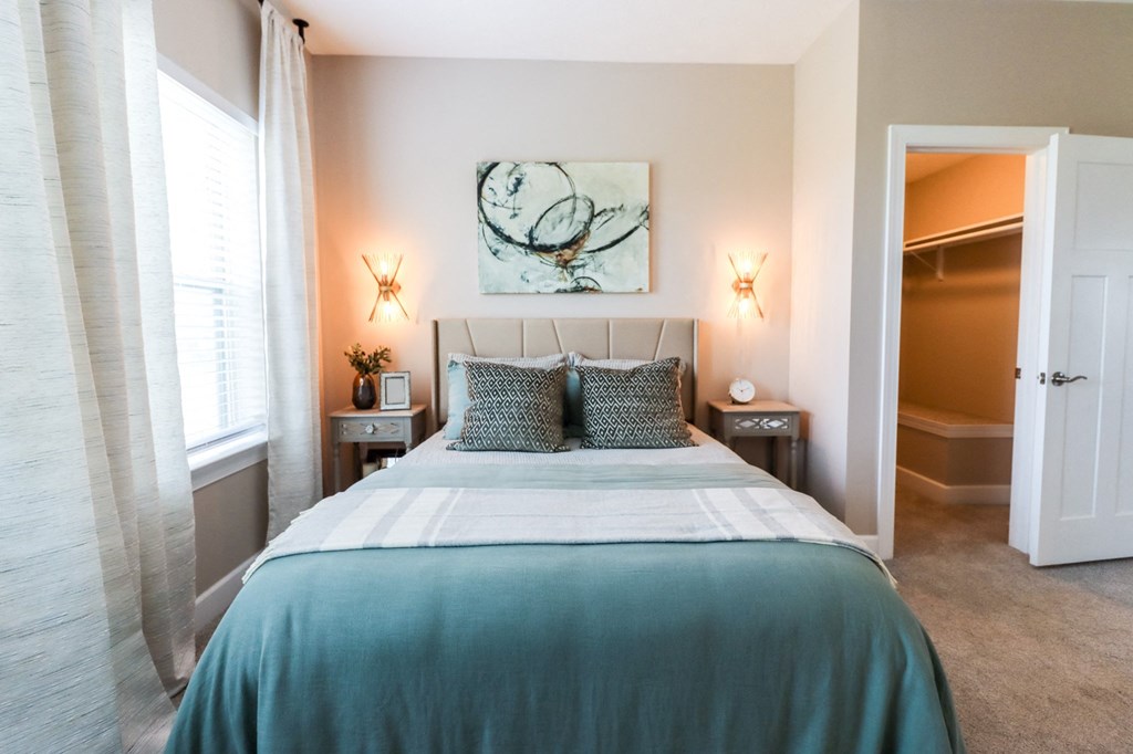 Bedroom at The Strand at Beulah Luxury 2 bedroom Townhomes for rent in Grove City Ohio