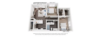 The Preakness 2 Bedroom Apartment Floor Plan at Keeneland Place in Grove City Ohio