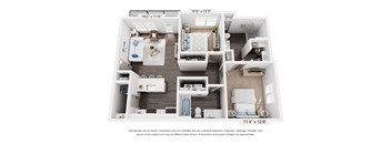 The Triple Crown 2 Bedroom Apartment Floor Plan at Keeneland Place in Grove City Ohio