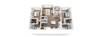 The Davidson 2 Bedroom Apartment Floor Plan at Lawrence Square Apartments