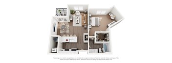 The Muirfield 1 Bedroom Apartment Floor Plan at Lawrence Square Apartments