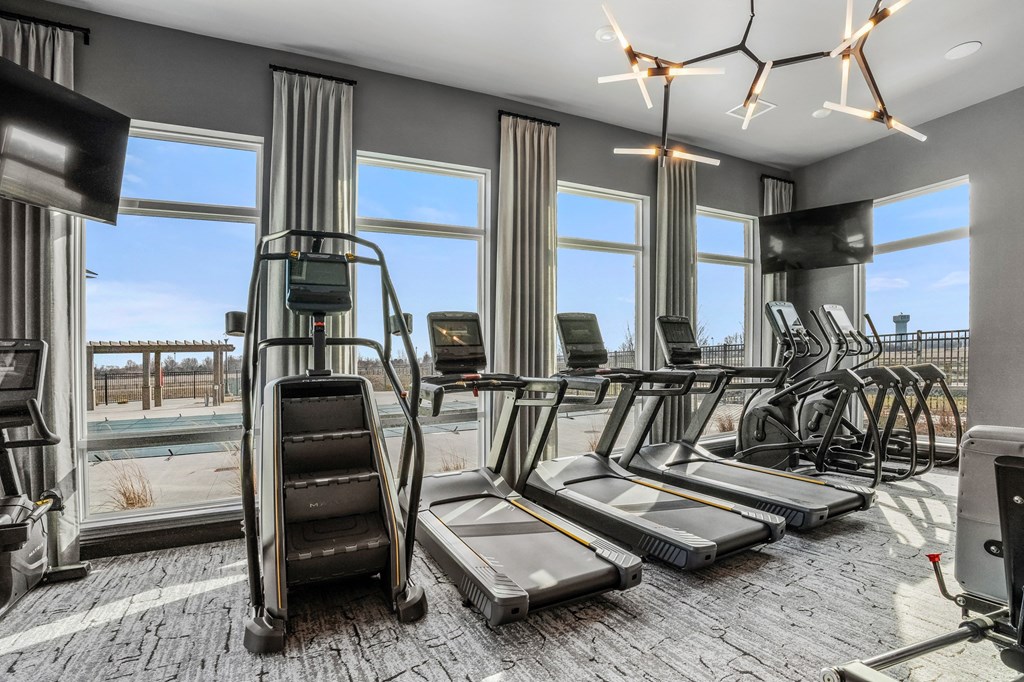 Fitness Center Gym at Northstar Flats Apartments in Sunbury, OH