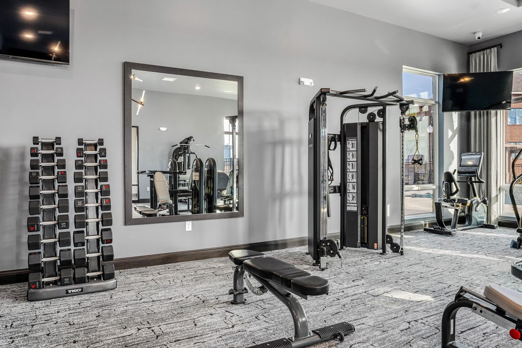Fitness Center Gym at Northstar Flats Apartments in Sunbury, OH
